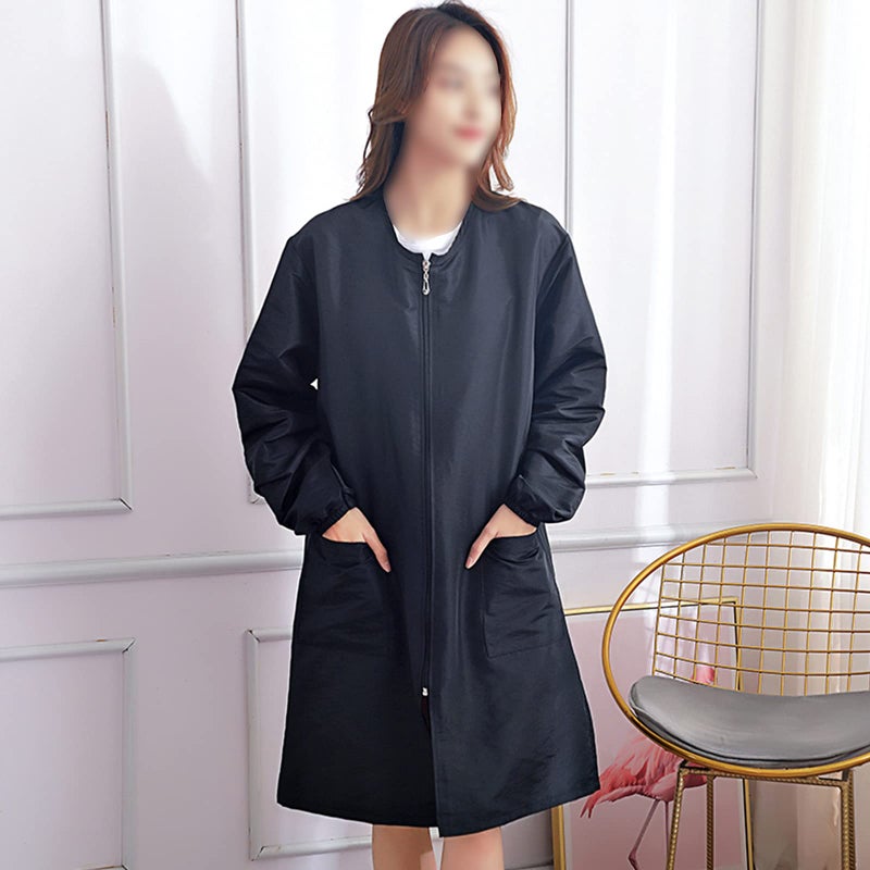 Exttlliy Polyester Fabric Salon Smock Professional Hair Stylist Jacket Waterproof Haircut Cape Barber Apron (Black, XL) - Image 5